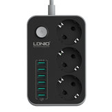 Power Strip Outlet Surge Protector with 3 AC Outlets and 6 USB Charging Ports EU Standard