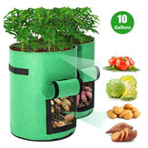 10/7 Gallon Potato Plant Grow Bags Double Door Pot Nonwoven Breathable Cloth Bags for Potato/Plant Indoor Outdoor Seedling Bags