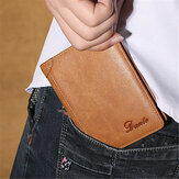 Men Genuine Leather Vintage Short Wallet Slim Money Card Holder with 11 Card Slots