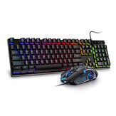 104 Keys USB Wired Gaming Keyboard and Mouse Set Waterproof Silent Changing Backlight Mouse for Computer Desktop Notebook