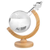 Estação meteorológica CAVEEN Storm Glass Predictor meteorológico criativo Globe Crystal Weather Forecaster com base de madeira