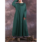 Vintage Women Patchwork Long Sleeve Maxi Dress