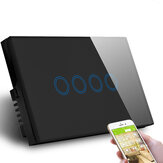 MAKEGOOD 1000W AC110-240V US 4 Gang 1 Way Smart Home Touch Switch WiFi APP Kristallglas-Schalter für Lampensteuerung, kompatibel mit Alexa und Google Assistant