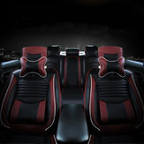 Funda de asiento de cuero PU negro para automóvil que cubre completamente los asientos delanteros y traseros, apta para automóviles de 5 asientos