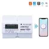 60A 80A Tuya 3 Phase Din Rail WIFI Smart Energy Meter Timer Power Consumption Monitor kWh Meter Works with Alexa Google Home