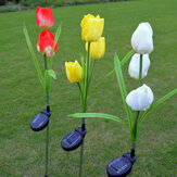 مصباح حديقة متعددة الشمسية بقوة 2 فولت Tulip Flower Garden Stake Landscape Lamp مع إضاءة LED لاستخدام في الهواء الطلق للمنزل