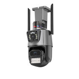 Κάμερα με διπλοφακό 3MP+3MP, ασύρματη για εξωτερικό χώρο, με διπλή οθόνη, αυτόματη παρακολούθηση AI, PTZ, χρωματική νυκτερινή όραση με υπέρυθρες, διπλή ήχου καταγραφή, κάμερα παρακολούθησης iCSee
