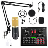 BM800 Kondensator-Mikrofon-Kit für professionelle Studio-Tonaufnahmen mit V8X PRO Multifunktions-Bluetooth-Soundkarte