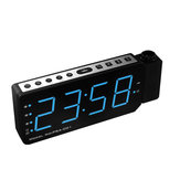 Alarme Relógio Projetor LED Display Digital Temperatura Snooze Projetor de Rádio FM Relógio