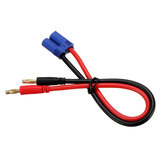 EUHOBBY 25cm 14AWG EC5 Male Plug to 4.0mm Banana Male Plug Silicone Charging Cable for Battery Charger