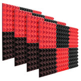 6шт акустическая пена студия звукоизоляция пена клинья галстуки черный + красный 12 х 12 х 2 дюйма