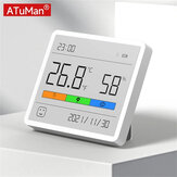 DUKA Atuman TH1 Medidor de temperatura e umidade Termômetro digital LCD Sensor de higrômetro Estação meteorológica Relógio Uso doméstico interno