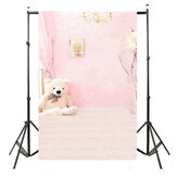3x5FT Vinyl Hintergrund für Baby Kinderfotografie mit rosa Bärenmotiv