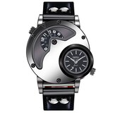 YNFRU Fashionable Men Creative Watch Dual Display Clock Leather Strap Quartz Watch