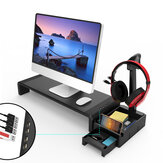 Multifunctional Monitor Stand Riser Laptop Stand with 4 USB Ports Earphone Stand Desktop Organizer Drawer Storage Box