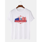 100% Cotton American Statue of Liberty Print Crew Neck Short Sleeve T-Shirts