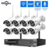 Hiseeu 3MP 1536P CCTV 8CH Draadloze NVR-kit H.265 3MP 1080P Outdoor IR Nachtzicht IP Wifi Camera Beveiligingssysteem Surveillance Hiseeu-kit Eu-stekker