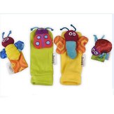 4pcs bambino infante simpatici animali sonagli calzini polso Finders giocattoli piede mano set