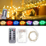 Luces de hadas eléctricas de alambre plateado impermeable de 5M y 50 LEDs con batería para Navidad +Control remoto