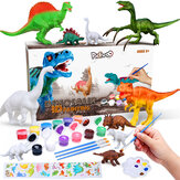 Pickwoo Набор для рисования динозавров - раскрасьте свои собственные наборы для науки и искусств для детей с 12 безопасными и нетоксичными красками, подарки на Пасху из динозаворов для детей мальчиков и девочек
