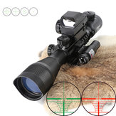 Ohhunt 4-12X50 Hunting Tactical 11mm 20mm Green Laser Combo Riflescope Illuminated Rangefinder Reticle Airsoft Scope Holographic 4 Reticle Sight