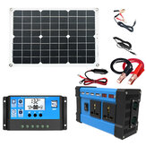Sistema de geração de energia solar painel solar Dual USB 18W + inversor de energia 4000W com portas de carregamento USB + controlador de carga solar de 30A Conjunto de sistema solar