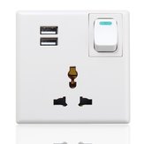 Excellway® 5V 2.1A Puerto de puerto dual USB Adaptador de cargador de pared Salida Placa Enchufe con botón de interruptor