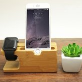 Suporte universal de estação de acoplamento de bambu para smartphones iPhone e Apple Watch de até 8 polegadas