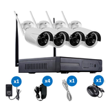 Système de sécurité domestique Hiseeu 4CH système de surveillance sans fil NVR WIFI IP Caméra bullet Kit de sécurité domestique Prise EU 960P