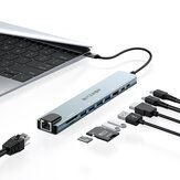 BlitzWolf® BW-NEW TH5 10 w 1 Huby USB z HD 4K@30Hz USB3.0 / USB2.0 / Typ-C 2.0 / RJ45 Ethernet / Ładowanie 100W PD / Sloty na karty SD TF Stacja dokująca dla laptopów Apple Huawei Macbook