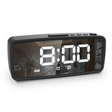 LED Mirror Digital Alarm Clock Snooze Mode USB Rechargeable