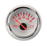Medidor de voltaje Voltímetro de 52 mm de 8-16V / 16-32V / 8-32V 12V 24V para Caravana Barco Marino Luz roja