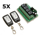Interruptor remoto sem fio de 5Pcs Geekcreit® 12V 4CH 433Mhz com 2 transmissores