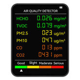 Monitor de qualidade do ar multifuncional 6 em 1 PM2.5 PM10 HCHO TVOC CO CO2 para casa, escritório e hotel