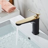 Torneira de banheiro de luxo com misturador de água quente e fria, alça única polida em ouro, torneira de latão