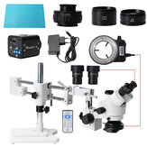 MUSTOOL 3.5X 90X Microscopio stereo trinoculare con doppio supporto da tavolo Simul-Focal, telecamera HDMI 4K da 24MP e luce a LED da 56, microscopia
