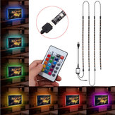 4X50CM USB RGB 5050 LED Impermeable Kit de retroiluminación de la tira de luz + 24 teclas Control remoto DC5V
