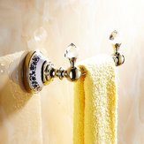 WANFAN 6318 Home Bathroom Decoration Luxury Double Hooks Crystal Wall Mounted Robe Holder Towel Rack