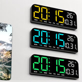Ψηφιακό ρολόι τοίχου 9 ίντσας με θερμοκρασία, ημερομηνία, ημέρα της εβδομάδας, ώρα, λεπτά και δευτερόλεπτα. Ρολόι τραπεζαρίας με φωτοανίχνευση. 2 ξυπνητήρια. Μορφή ώρας: 12/24H. Ρολόι ξυπνητήρι με LED.