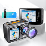 Câmera de esportes AUSEK 5K com Estabilização Anti-Shake EIS, tela de toque duplo de fotografia e videografia em HD, estabilização de imagem para esportes de ciclismo DV