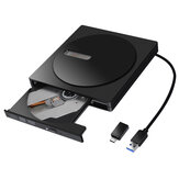 Gravador de DVD-RW externo com interface USB 3.0 Type-C para transferir dados de CD e DVD no PC, laptop ou Mac com Windows 7/8/10