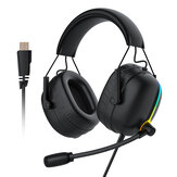 Ακουστικά για gaming AirAux AA-GB4 USB 7.1 περιβάλλοντος ήχου Φωτιστικό LED RGB Stereo Δυνατό μπάσο Ακουστικά υπολογιστή με διπλά μικρόφωνα ENC
