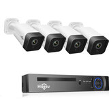 Hiseeu 4Pcs POE H.265 + IP-камеры безопасности 8CH 5MP NVR Система камеры Поддержка аудио ночного видения 10 м IP66 Водонепроницаемы Onvif