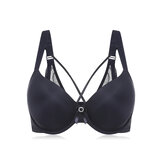Plus Size Lace Criss Cross Strappy Adjustable Push Up Bra