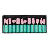 12pcs kit de forets à ongles céramiques rose polissant la machine de polissage manucure têtes 