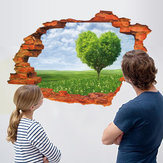 Sticker mural Miico Creative 3D Love Tree Scenery Broken Wall amovible pour décor de maison de chambre