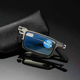 Men's Portable Anti-Blue Light Folding Ultra-Light No Pressure Nose Bridge Metal Screw-Free HD Reading Glasses