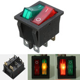 6 Pins Doppelter Ein-/Ausschalter mit SPST Rotes Grünes Licht Wechselstrom 250V/15A 125V/20A