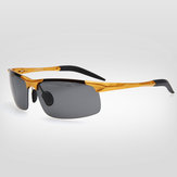 Óculos de proteção esportiva para dirigir óculos de sol polarizado masculino sem vidros de alumínio e magnésio em liga de magnésio exterior