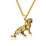 Личность Золото Серебряное тигровое титановое стальное мужское ожерелье